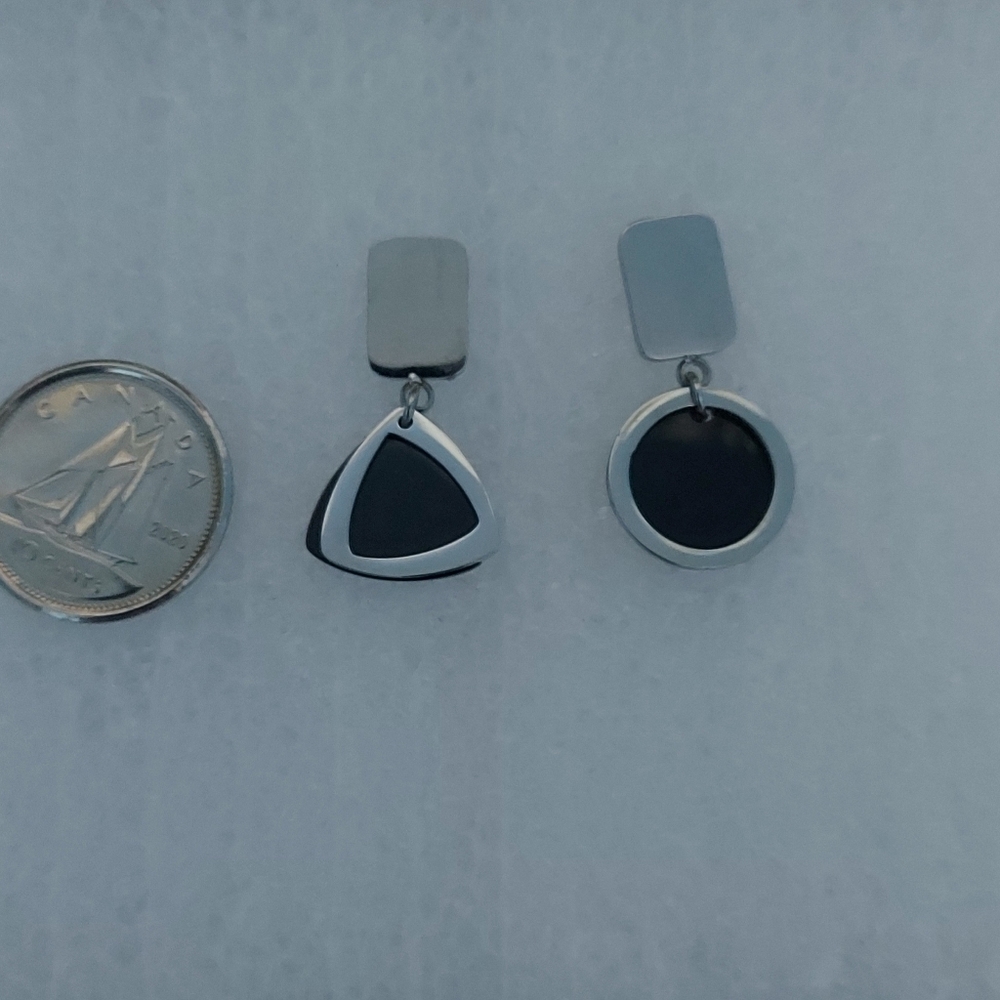 Ceramic Dangle Earrings, Rhodium Plated - Picture 9 of 11